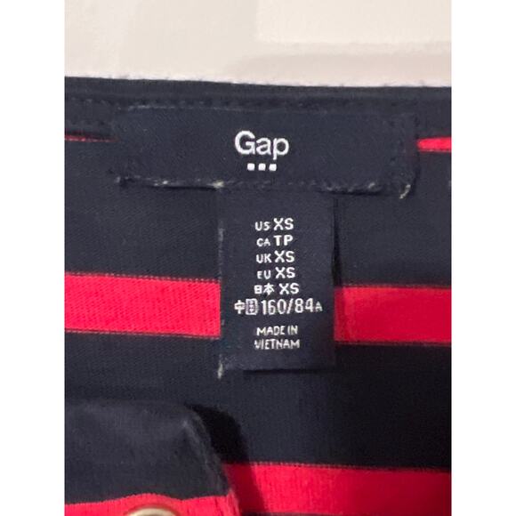 Gap, Red and Navy Long Sleeve Dress, Tie Front, Size XS, KB291 - Picture 3 of 3